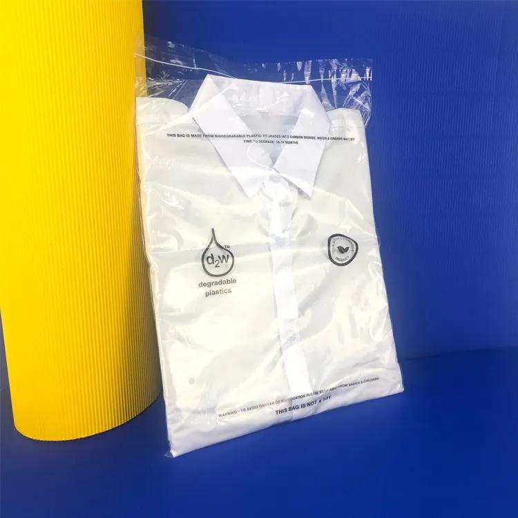 Pembungkus pakaian dengan pita segel transparan poli Bio plastik berperekat mudah terurai d2w OXO