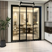 Porte pliante anti-pincement des doigts, en verre et alliage d'aluminium à bord étroit, style minimaliste, pour cuisine ouverte et cloison de balcon