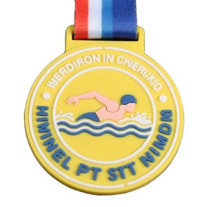 Factory Custom Silicone <b>Running</b> Soccer Medal Soft PVC 3D Sport Rubber Medal Logo for Children's Swimming Metal Awards Trophies - Product Image 1