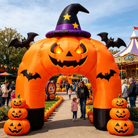 Arche de citrouille gonflable géante pour Halloween, lumières LED, étanche, alimentée par batterie, durable, installation facile pour décorations de vacances en extérieur