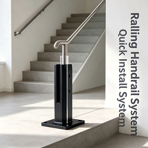 Support de balustrade en acier inoxydable noir, fixation au sol, pour garde-corps d'escalier, terrasse, balcon - Product Image 4