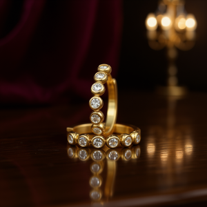 Orecchini a polsino placcati oro E2545 con taglio rotondo brillante, design geometrico, montatura a castone, gioielli unisex di tendenza alla moda - Product Image 2