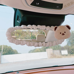 Qi Yiran <b>Car</b> Rearview Mirror Cover Plush Strawberry Bear Protector Interior <b>Accessory</b> <b>For</b> <b>Women</b> - Product Image 3