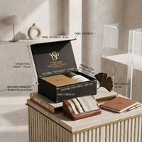 Boîte rigide magnétique noire personnalisable avec logo, conteneur haut de gamme avec intérieur doré pour la présentation de kits de parfum PR