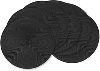 Set de table rond noir classique de 38 cm en PP tissé, écologique et durable, pour fêtes d'anniversaire, mariages, banquets, restaurants, intérieur