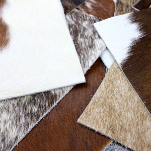 15 Real Couro Offcuts Couro Tecido Recados para Artesanato de Aprox 8 "x 8" Hair on Hide - Product Image 4
