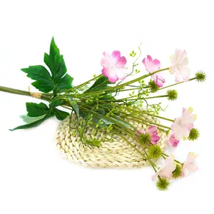 YIWAN-hojas artificiales de seda para decoración del hogar, flores falsas de begonia atadas a mano para boda, venta al por mayor, China