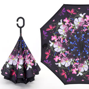 Parapluie inversé pliable pour femme, coloré, double, en gros, à bas prix avec logo pour le dropshipping - Product Image 3