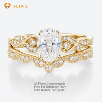 Bague de fiançailles VLOVE de luxe pour femme en or massif 14 carats avec diamants ovales brillants sertis en clos, couleur D, certifiée très bonnes dimensions