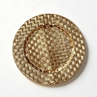 Assiette de présentation en plastique doré électroplaqué, tissée et gaufrée, pour mariage, hôtel, banquet, décoration de table de fête