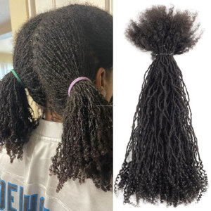 Estensioni Dreadlock Permanenti Fatte a Mano con <span class=keywords><strong>Capelli</strong></span> Umani Vergini al 100%, Stile Goddess Locs, con Punte Ricci, Colore e Dimensioni Personalizzabili - Product Image 1