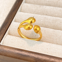 Cincin Wanita Campuran Grosir, Dapat Disesuaikan, Lapis Emas 18K, Tahan Air, Perhiasan Pernikahan & Pertunangan, Cincin Baja Anti Karat Grosir