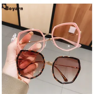 Boyarn Polygonal Woman Sunglasses Brand Design Gradient Fashion Eye Glasses Luxury Oversized Square Sun Pink Black Factory