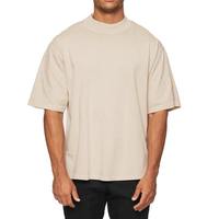 Kaos Pria Kasual Kerah Tinggi 100% Katun Ukuran Kustom Oversized Boxy Fit Pakaian Streetwear Berkualitas Tinggi 260gsm Rajutan Langsung