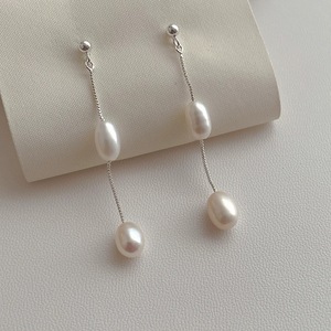 S925 Sterling Silver Tassel Pearl Necklace and Freshwater Rice Grain Pearl Earrings Luxurious Ins Style <b>Fine</b> <b>Jewelry</b> <b>Set</b> Y01252 - Product Image 4