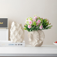 Vase en céramique semi-artisanal YHM modèle 8219, blanc mat, glaçure colorée élégante, design moderne minimaliste de style nordique, créatif