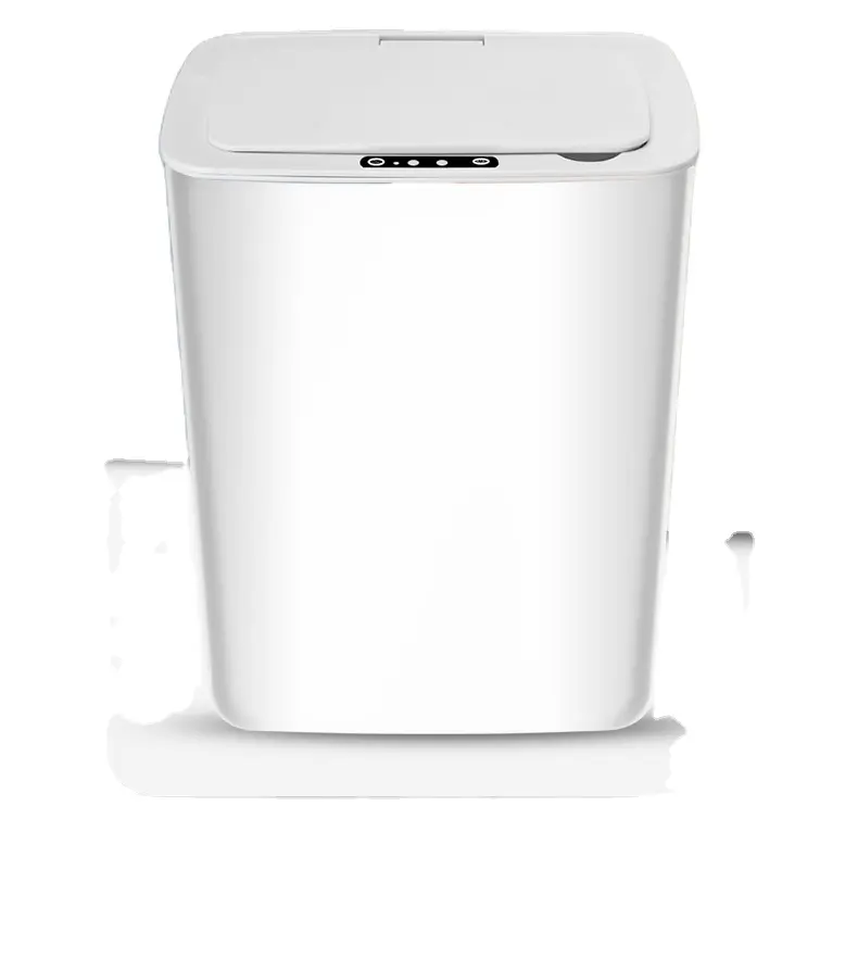 Cubo de basura con Sensor inteligente, contenedor Rectangular de plástico con tapa, sin contacto, 15L, color blanco