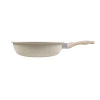 Poêle à frire antiadhésive en aluminium beige moderne de 20 cm, facile à nettoyer, pour cuisinière à gaz