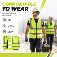 Gilet de sécurité réfléchissant jaune haute visibilité avec plusieurs poches, fermeture éclair, fenêtre d'identification, pour ingénieurs, circulation, sécurité, vêtements de travail tactiques
