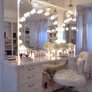 Meubles de chambre à coucher modernes de conception simple, <span class=keywords><strong>coiffeuse</strong></span> <span class=keywords><strong>avec</strong></span> miroir <span class=keywords><strong>LED</strong></span>, <span class=keywords><strong>coiffeuse</strong></span> <span class=keywords><strong>avec</strong></span> <span class=keywords><strong>tabouret</strong></span> rembourré, assemblage facile - Product Image 2