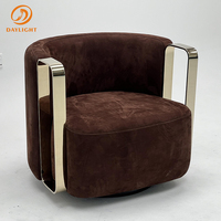 Fauteuil de salon de luxe en cuir, pivotant en métal, moderne, en tissu, pour la détente