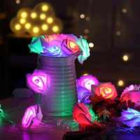 Guirlandes lumineuses LED romantiques en forme de roses artificielles, lumières féériques pour Noël, mariage, Saint-Valentin, fête, décoration festive pour la maison
