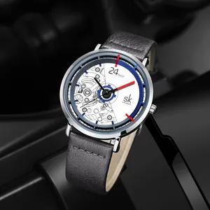 SK Men's Quartz Watch Leather Strap jam tangan pria Vogue Casual Man New Modern Hour Clock Funny Sport Watches Relogio Masculino