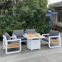Cheminée extérieure/table de foyer en bois de teck carré de 36 pouces.