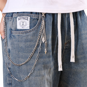 Cadena de cintura Yueli de doble capa con borlas, accesorio de moda hip hop, plata tibetana, para uso diario. - Product Image 2