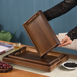 Grand plateau de service en bois pour thé, café, sushi, pain, usage domestique ou hôtelier, couleur unie FJ96580 - Product Image 4