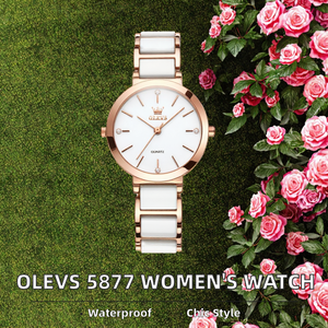 For OLEVS 5877 <b>Women's</b> Elegant Black Quartz <b>Watch</b> Clear Diamond Waterproof <b>Vintage</b> Casual Design Stainless Steel Band Alloy Case - Product Image 3