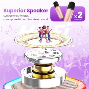 Mini machine karaoké pour enfants - Haut-parleur portable sans fil 5W avec portée de 10m, jouet éducatif pour les enfants de 5 à 15 ans, mini machine karaoké unisexe - Product Image 6