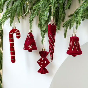 Christmas Decor <b>Pinecone</b> House Candy Cane Hanging Ornament Finial Drop Pendant for Xmas Tree Holiday Supplies - Product Image 2
