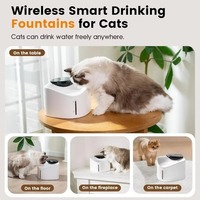 Fontaine à eau intelligente pour chat avec télécommande via l'application Tuya, 2,5 L, sans fil, capteur de mouvement radar 180°, distributeur d'eau automatique pour animaux de compagnie intelligent