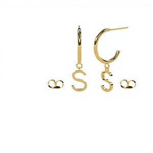 Personalized Monogram <b>Earrings</b> 18K Gold Plated Letter S Minimalist Open Hoop <b>Dangle</b> <b>Earrings</b> Initial Charm <b>Earrings</b> Women - Product Image 1