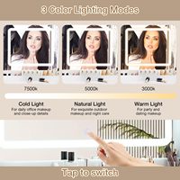 Meubles de chambre à coucher blancs de style moderne Coiffeuse à panneaux de bois éclairée par LED avec rangement en option pour l'appartement