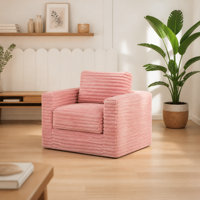 Fauteuil en velours côtelé pour salon, chambre, appartement, coin lecture, blanc crème, siège unique, chaise longue, canapé rembourré