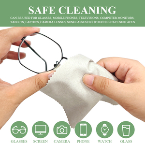 Logo personnalisé en relief 8*8/13*15cm chiffon de nettoyage en daim <span class=keywords><strong>microfibre</strong></span> couleur blanche bijoux différentes tailles lingettes nettoyantes 140-200g - Product Image 4