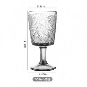 Verre à vin classique français à motif feuille en relief, avec poignée en aluminium et tige en PP, en cristal, pour fêtes et dîners de luxe (Articles de bar) Usa Mairun USA - Product Image 6
