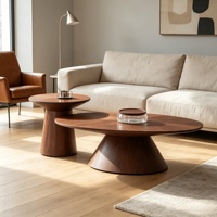 Ensemble de tables basses modernes en bois, couleur personnalisée, table basse de salon, mobilier de salon, table basse ovale en noyer