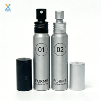 Flacon pulvérisateur cylindrique en aluminium laqué 25*95mm, 35ml, avec pulvérisateur entièrement en aluminium pour lotion, tonique, parfum, personnalisable