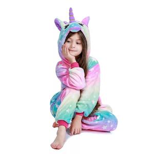 Combinaison en flanelle pour enfants, <span class=keywords><strong>pyjama</strong></span> mignon, <span class=keywords><strong>licorne</strong></span>, <span class=keywords><strong>kigurumi</strong></span>, vêtements de nuit de dessin animé, cadeau de Noël, vente en gros, costumes d'Halloween - Product Image 1