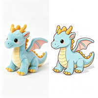 Peluche Dragon Ailé Bleu de Dessin Animé en Gros, Personnalisable, Mignonne et Douce, Jouet en Peluche Dragon Personnalisé