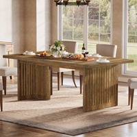 Table à manger en bois de 63 pouces, 4 à 6 personnes, grande table rectangulaire de cuisine, pieds robustes, utilisation moderne à la maison et à l'hôtel