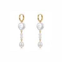 Boucles d'oreilles pendantes plaquées or avec perles en forme d'arche, bijoux élégants et tendance pour femmes, vente en gros