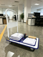 Chariot à main pliable en acier pour la maison et le bureau, 4 roues silencieuses, surface antidérapante, petit chariot de déménagement