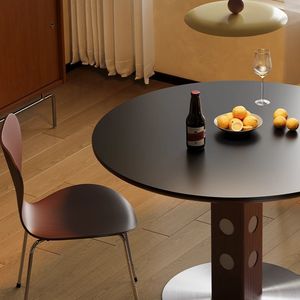 Pháp rock + thép hiện đại vòng bàn ăn ánh sáng sang trọng màu đen bảng Haus phòng ăn đồ nội thất bàn và ghế Bộ - Product Image 4