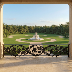 Rampe de balcon décorative en fer forgé noir de style européen, balustrade et main courante pour villa, escalier, terrasse, porche, pont, jardin - Product Image 1