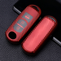 Casing kunci mobil TPU lembut serat karbon penutup aksesori untuk MAZDA Mazda3 Axela ATENZA CX4 CX5 gantungan kunci tas pabrik