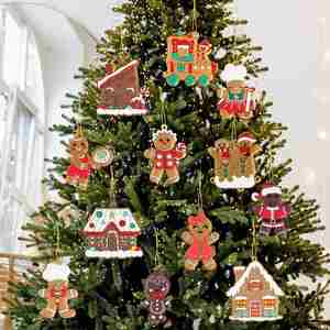Décoration de maison de vacances, cadeau de Noël unique, pendentif en résine durable en forme de sapin de Noël et de pain d'épices - Product Image 4
